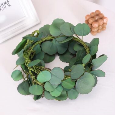 Wholesale Greenery Eucalyptus Leaves 150CM Artificial Hanging Plants Vines Real Touch Eucalyptus Wreath Round Leaf Garland