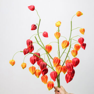 Wholesale Artificial Real Touch Berries Branch PU Lantern Fruit Poha Berry for Wedding Christmas Floral Decoration