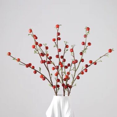 European Style Artificial Flowers for Wedding Home Decor Phyllanthus Emblica Begonias Fruits in Cloth for Christmas Table Decor