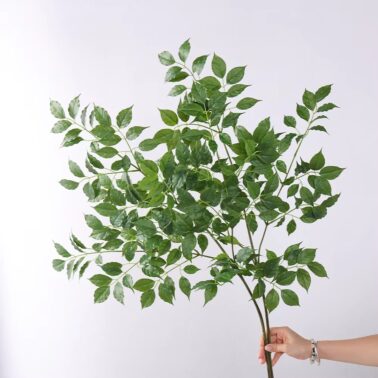 Foliage Artificial Banyan Leaves Decoration Branches Fake Plants Latex Artificial Radermachera Artificial Branches With Leaves