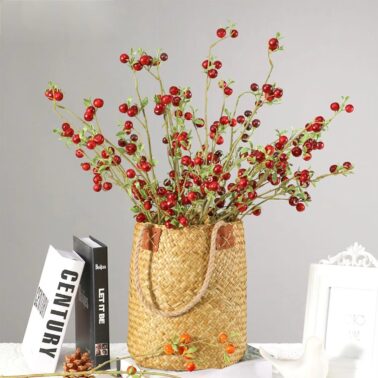 Artificial Snowberry Branch Stem Foam White Pink Little Berry apple Branch Home Party Dining Table Decoration