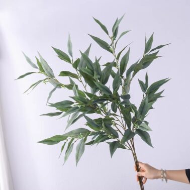 Artificial Eucalyptus 95cm Large Branch Money Leaf Wholesale Home Decoration Bough 3D Silk Cloth 5 Branch Eucalyptus Leaf Plant