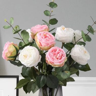 Real Touch Austin Rose White Flowers Wedding Decoration Wholesale High-quality Artificial Flower Bundles Simulated Flower