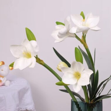 Multi Colour Artificial 4 Head Amaryllis Flower PU Lilies Real Touch Home Table Wedding Decoration