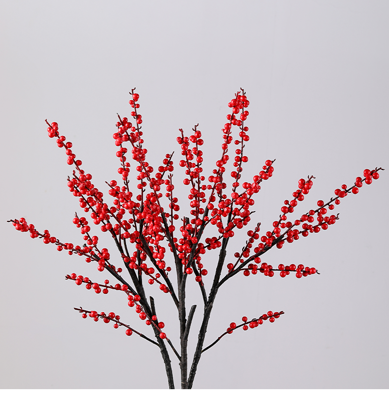 Artificial Christmas Berry Branch Winterberry Home New Year Decoration Artificial Red Fruit Stem for Decoration - Image 2