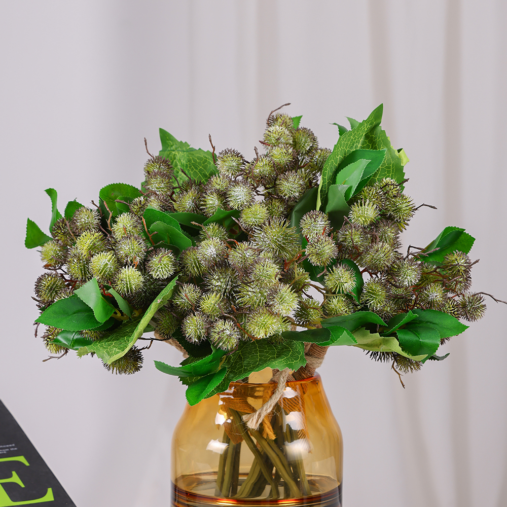 Artificial Green Plant Chestnut with Leaves Indoor Vase Decoration Castanea Mollissima Blume Fake Plant Fruit - Image 3