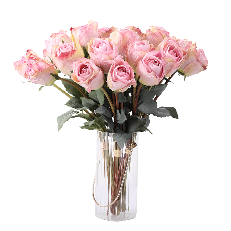 Factory Artificial 7 Head Rose Flower Bouquet Red Roses Artificial Silk Roses Bulk for Wedding Decoration - Image 5