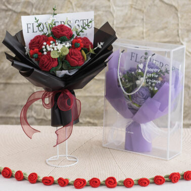 Hand-Knitted Rose - With Box