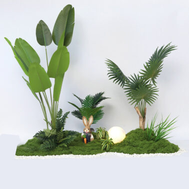 Collection of simulated green plants for indoor landscaping