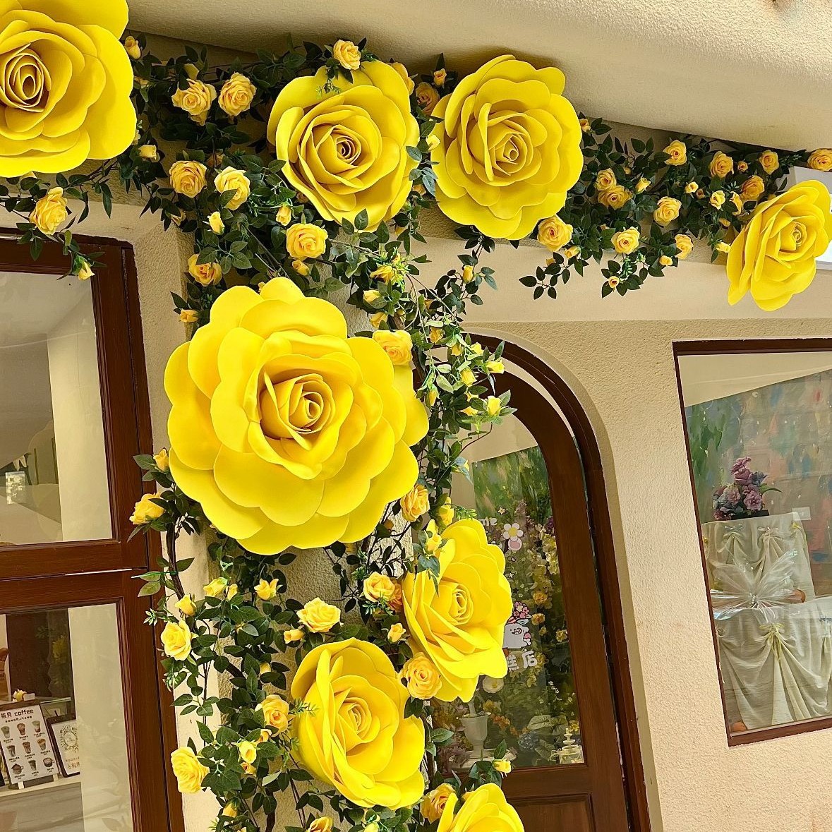 Yellow rose wall artificial flower window door head landscaping - Image 3