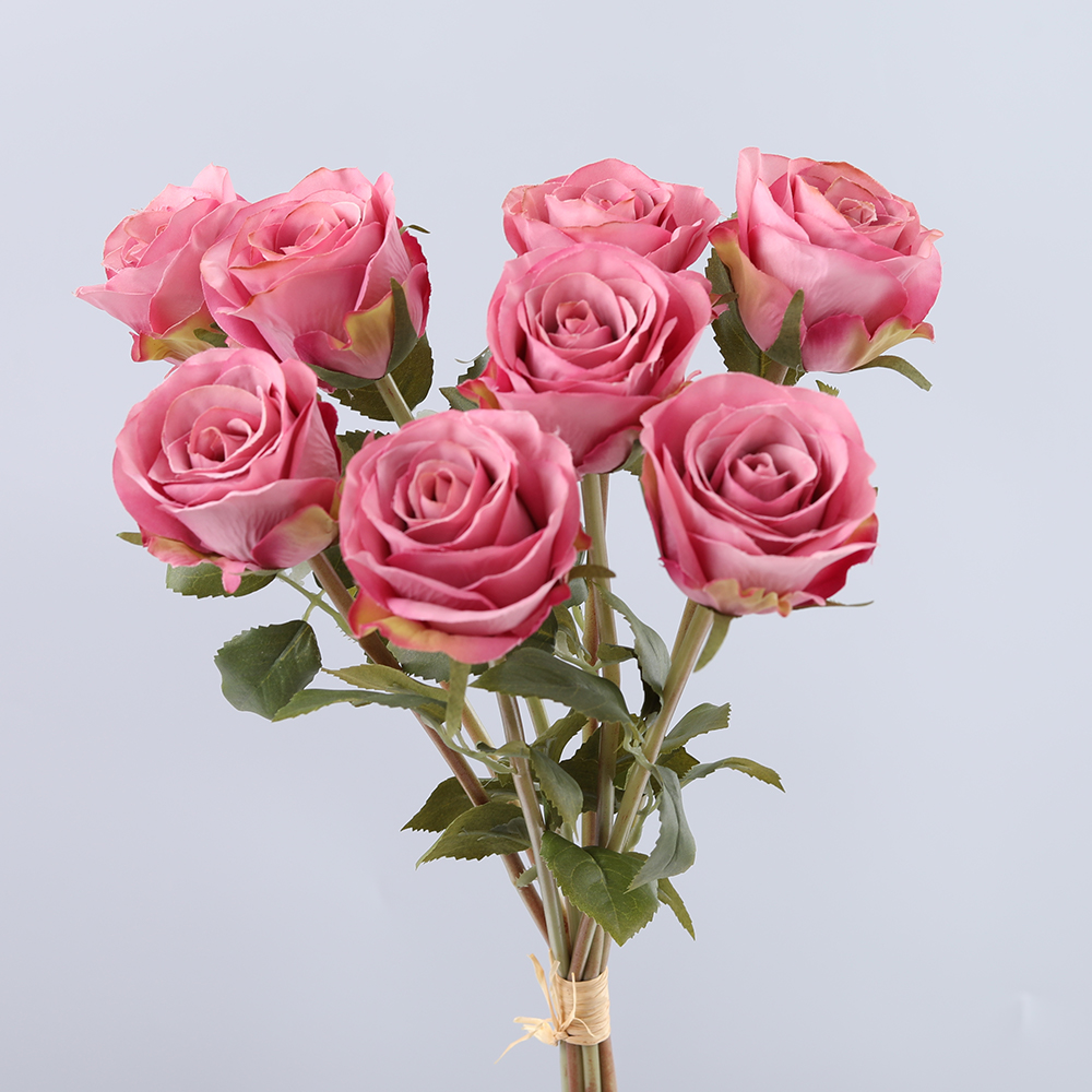 Wholesale High Quality Silk Flower Rose Wedding Decoration Bouquet White Roses 8 Head Artificial Rose Bouquet - Image 5